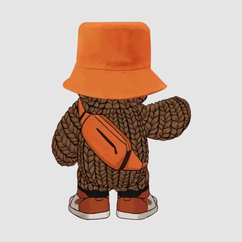 Stofftier mit Strickpullover und orangem Hut Herren Pullover Hoodie