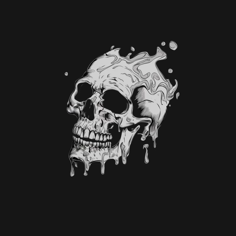 skull melting artistic illustration gothic monochrome surreal Male Long Sleeve T-Shirt