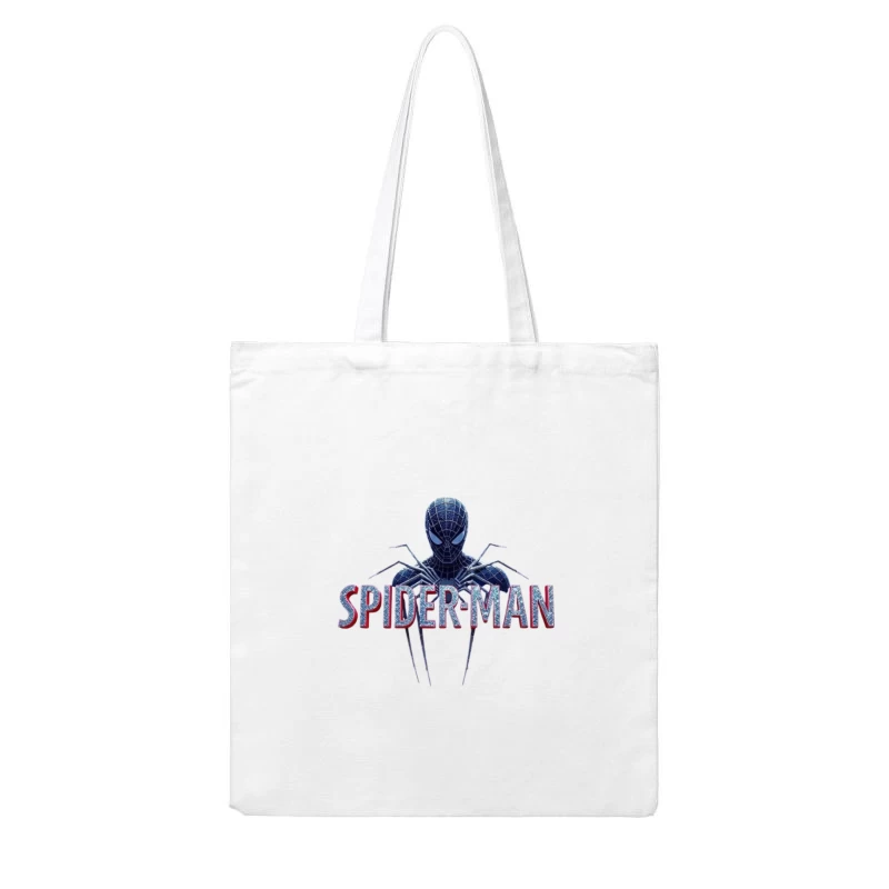 Spider-Man Black Suit Logo with Classic Text Design Cotton Tote Bag