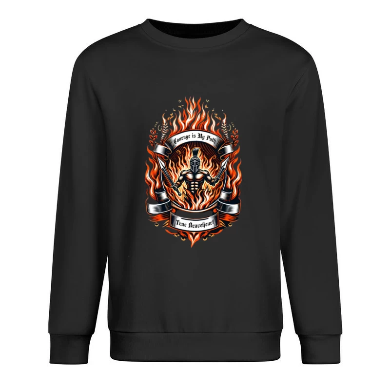 Mutiger Krieger im Flammenmotiv Herren Pullover Sweatshirt