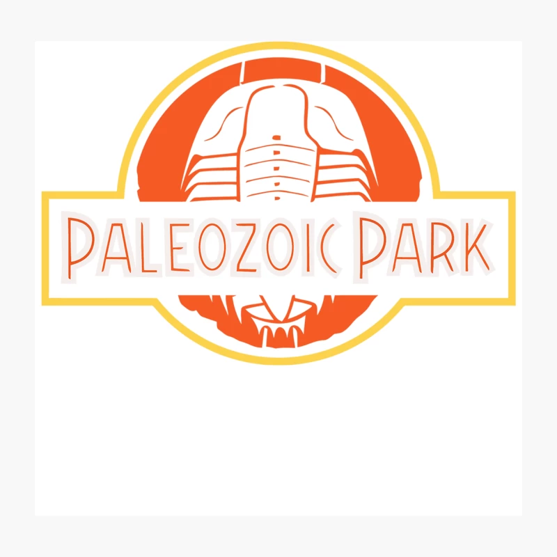 Retro-Style Paleozoic Park Logo with Trilobite Fossil Throw Pillow