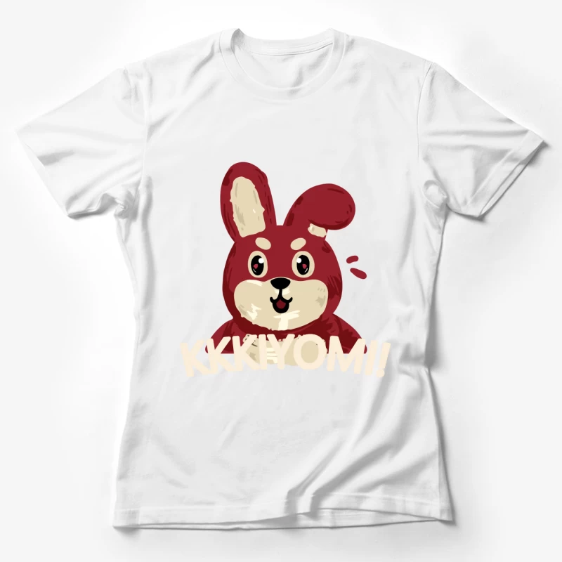 Niedlicher roter Hase Cartoon Damen T-Shirt