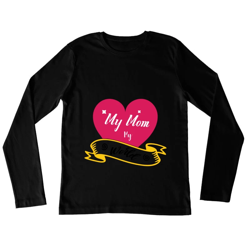 Cœur Maman en Rose avec Ruban Jaune Femme Manches Longues T-Shirt