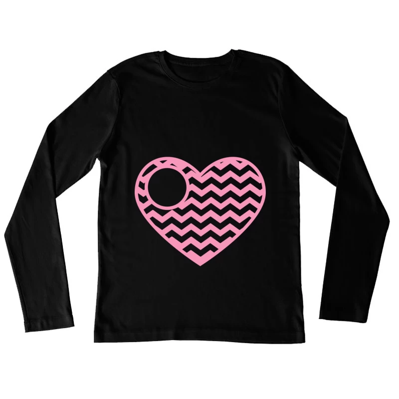 Motif de coeur rose avec zigzags Femme Manches Longues T-Shirt