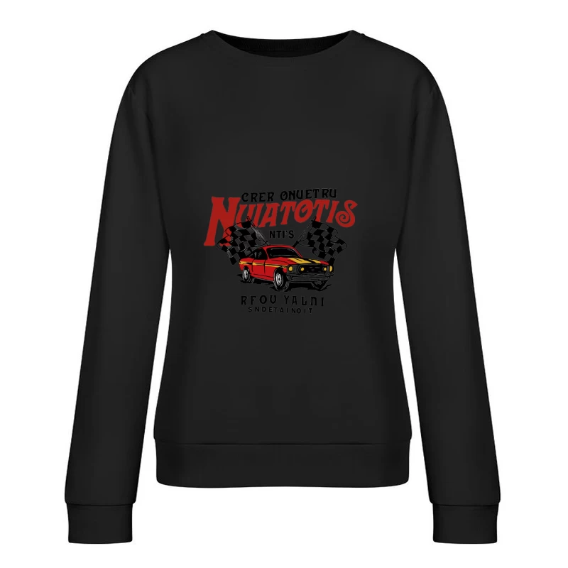 Klassisches Auto mit Rennflaggen Damen Pullover Sweatshirt