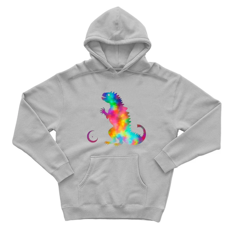 Rainbow Watercolor T-Rex Silhouette Male Pullover Hoodie