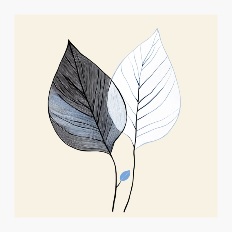 Minimalist Leaf Illustration: Black and White Botanical Line Drawing Pin