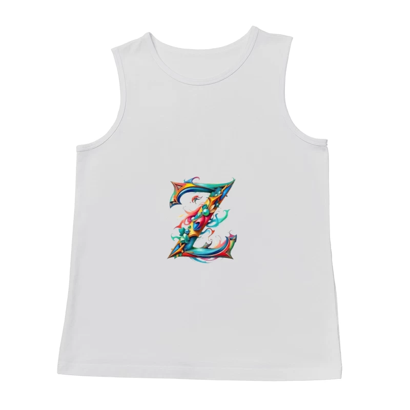 Ornate Floral Letter Z in Vibrant Colors Male Tank Top