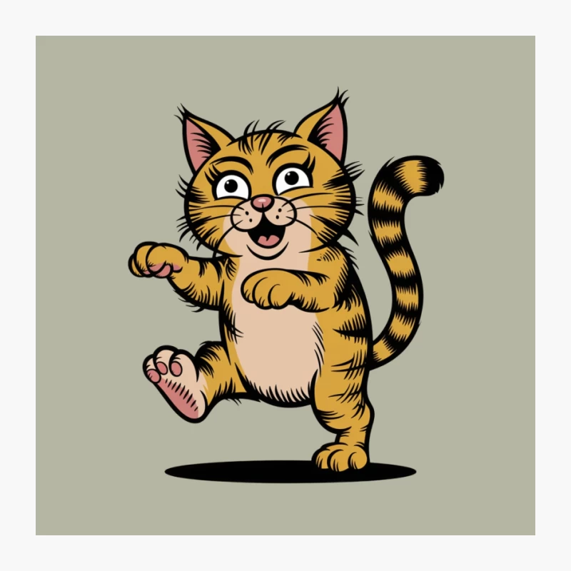 Happy Dancing Cartoon Cat Vector Illustration Pin