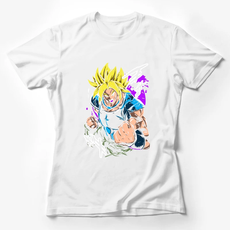 Anime Character in Action with Bright Colors Female T-Shirt