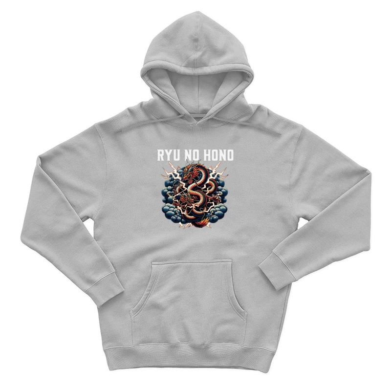 Traditional Japanese Thunder Dragon in Stormy Clouds Male Pullover Hoodie