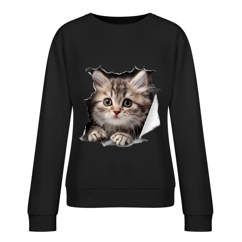Süßes Kätzchen im Papier Damen Pullover Sweatshirt