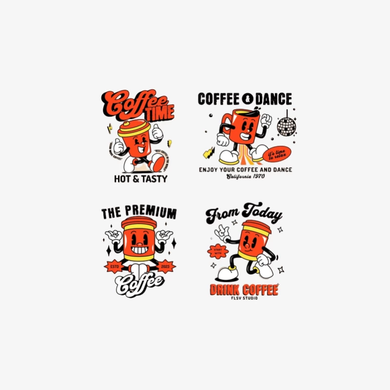 Personnage de tasse de café joyeux Femme Manches Longues T-Shirt