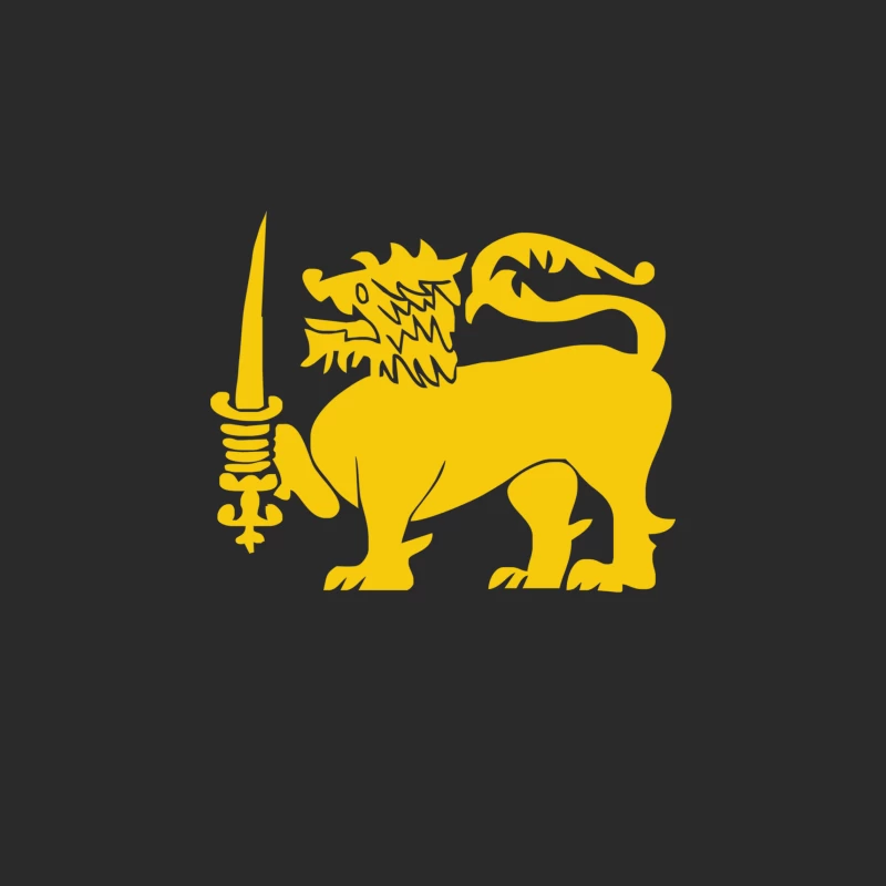 Yellow Heraldic Lion with Sword: Medieval Coat of Arms Symbol Baseball Cap