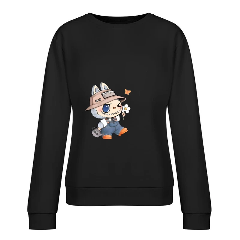 Adorable mascotte de dessin animé avec fleur Femme Sweat-shirt à enfiler