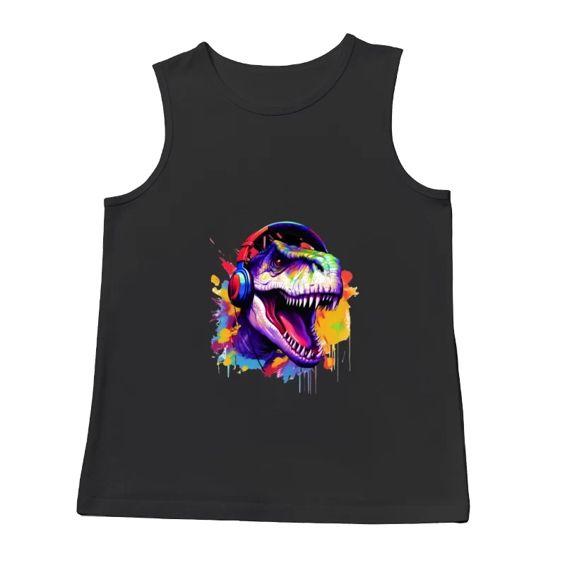 Dinosaurier mit Kopfhörern in bunten Farben Herren Tanktops