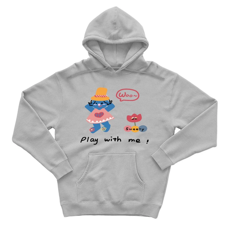 Verspielte blaue Figur mit Hut und Blume Herren Pullover Hoodie