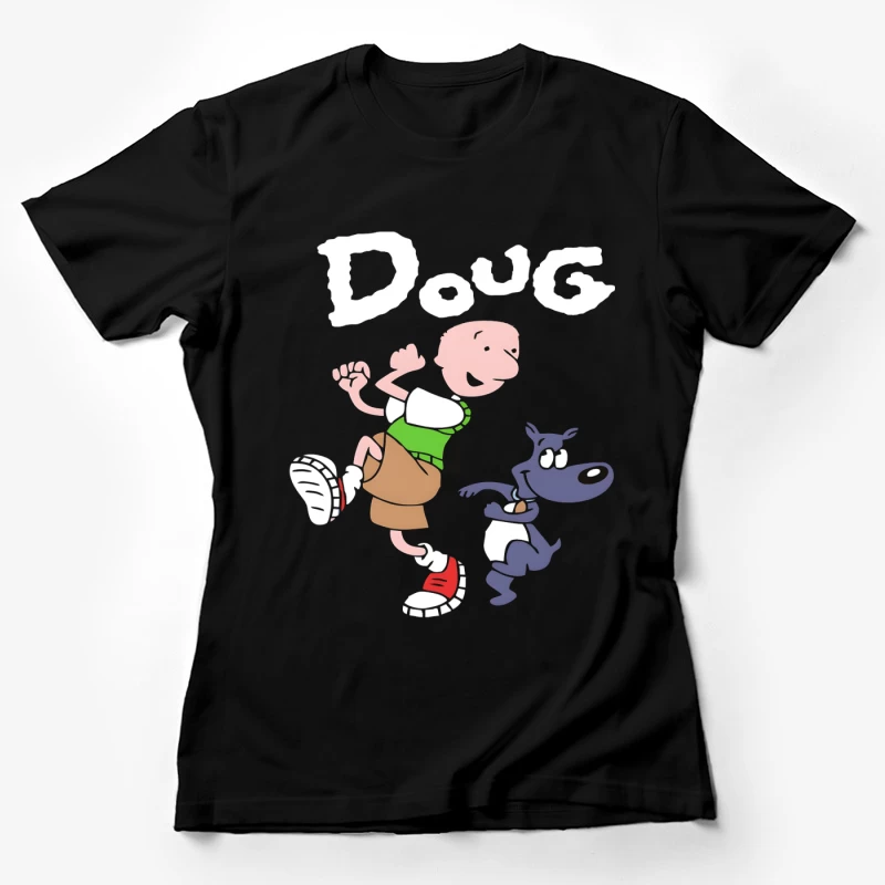 Cartoon Character Running with Dog Female T-Shirt