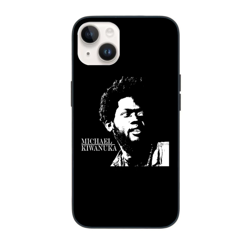 Black and White Line Art Portrait of Michael Kiwanuka iPhone Case