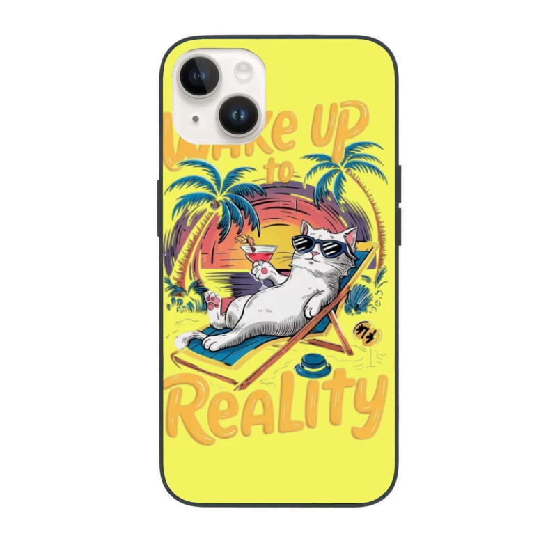 Chill Cat on Vacation: Wake Up to Reality iPhone Case