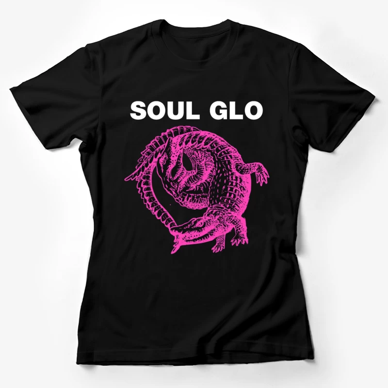 Pink Skeletal Alligator Soul Glo Design Female T-Shirt