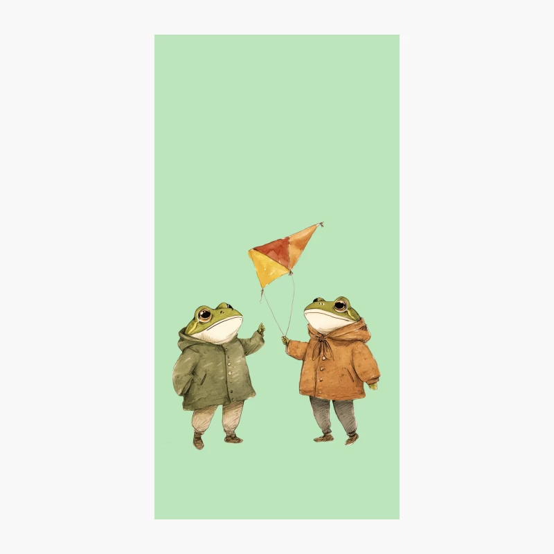 Whimsical Frog Friends Flying a Kite iPhone Case