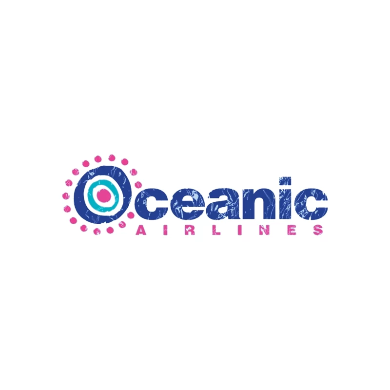 Oceanic Airlines Vintage-Style Logo Design with Blue and Pink Color Scheme Throw Pillow