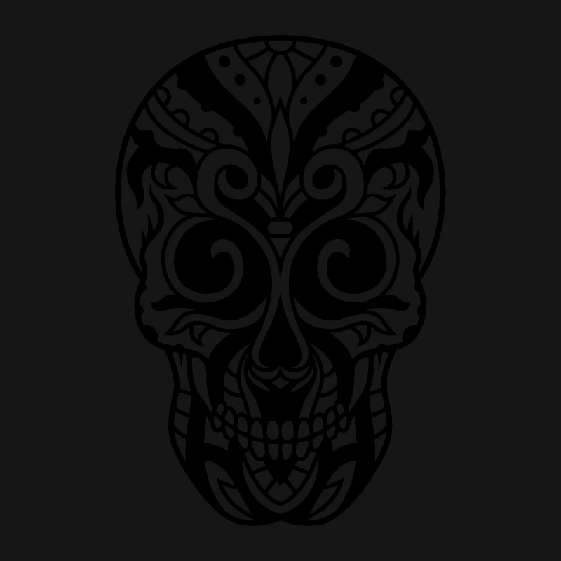 Calavera ornementale monochrome Homme Manches Longues T-Shirt