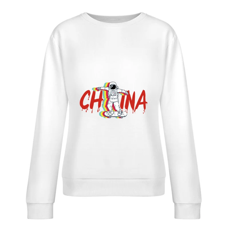 Astronauten-Skateboard im Retro-Stil Damen Pullover Sweatshirt