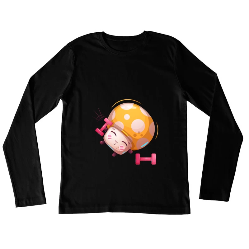 Champignon mignon faisant de l'exercice Femme Manches Longues T-Shirt