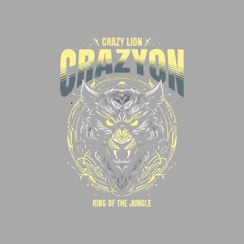 Fierce Tiger Tribal Art with "Crazyon" Typography Design Male Pullover Hoodie