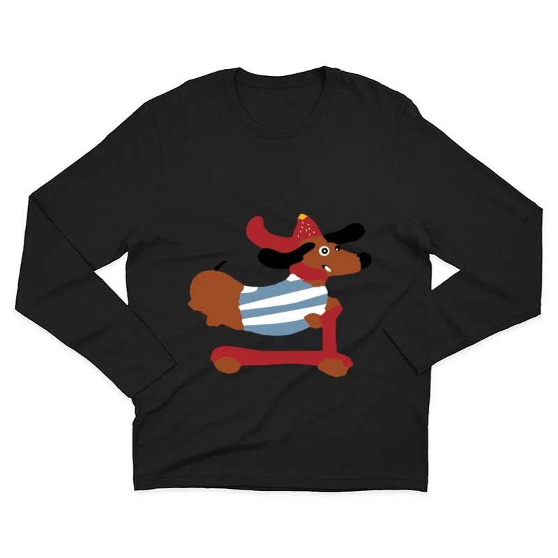Spielzeughund mit Hut auf Roller Herren Langarm T-Shirt