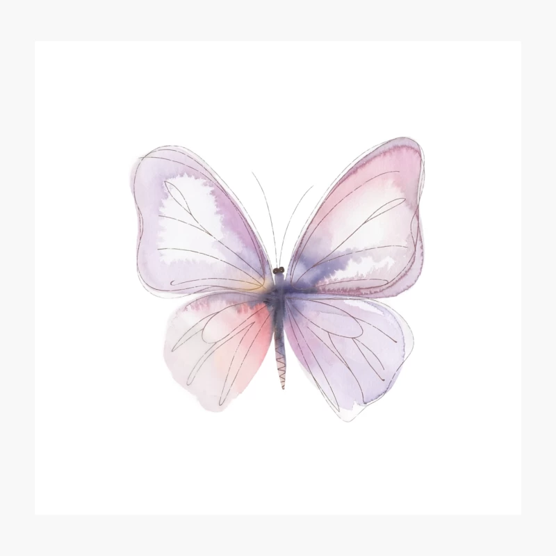 Delicate Watercolor Butterfly Illustration in Pastel Hues Throw Pillow