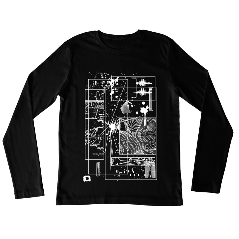 Abstrakte Geometrie und Klangwellen Damen Langarm T-Shirt