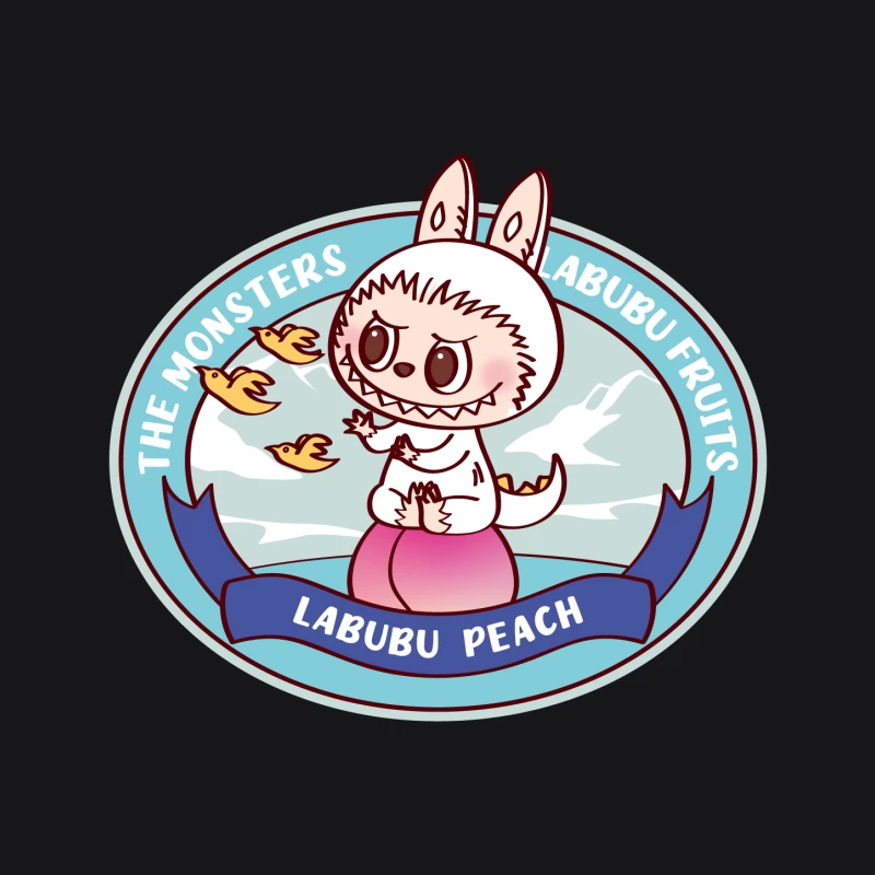 Labubu auf einem Pfirsich sitzend Damen Pullover Hoodie