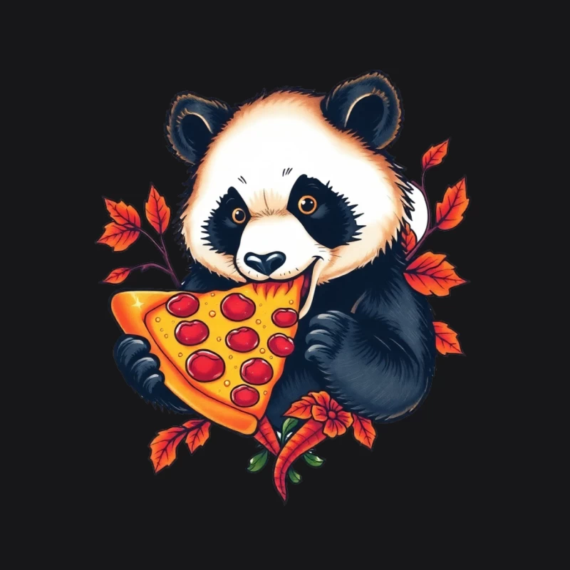 Cute Panda Bear Eating Pizza Female Pullover Hoodie