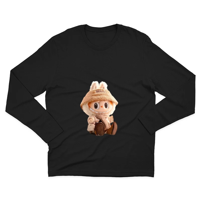 Niedliche Winter-Puppe mit Mütze Herren Langarm T-Shirt