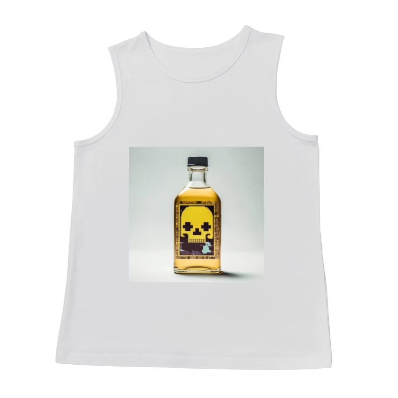 Pixel Art Skull Liquor Bottle with Retro Gaming Design Male Tank Top