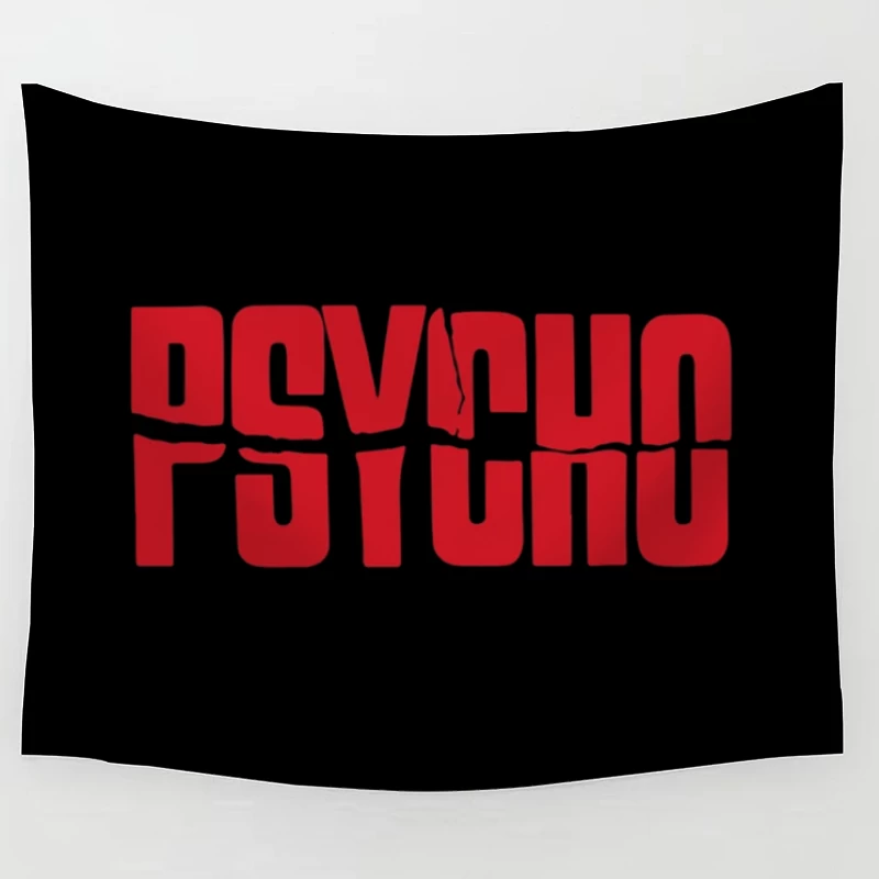 Red Typography Logo of Classic Horror Film "Psycho" Tapestry