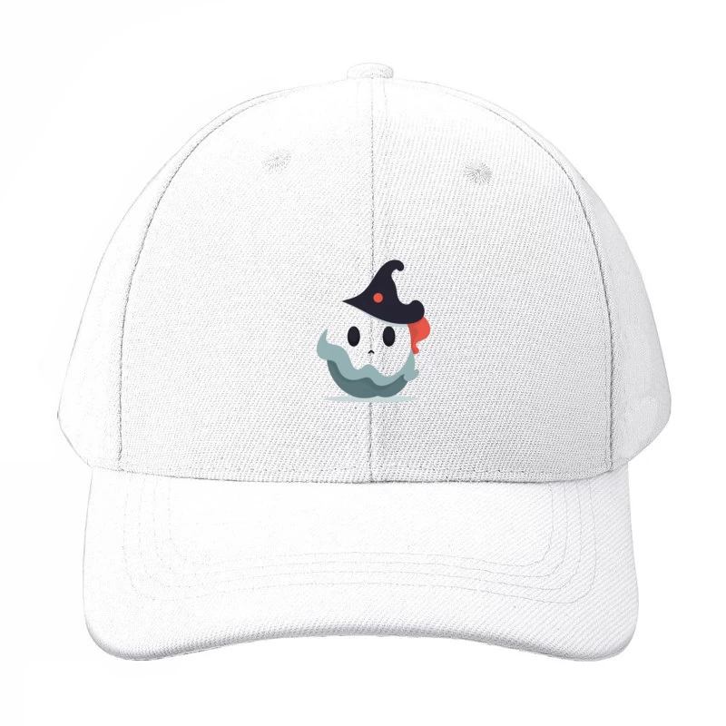 Cute Cartoon Ghost with Witch Hat Baseball Cap