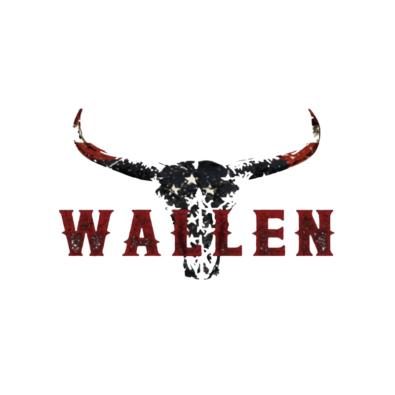 American Patriotic Western "Wallen" Logo with Flag-Patterned Bull Skull Mouse Pad