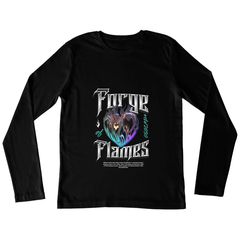 Herz aus Flammen Design Damen Langarm T-Shirt
