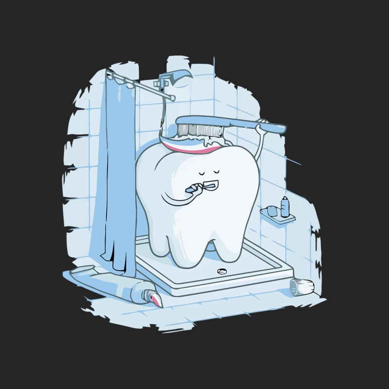 Cartoon Tooth Taking a Shower: A Humorous Dental Hygiene Concept Female Pullover Sweatshirt