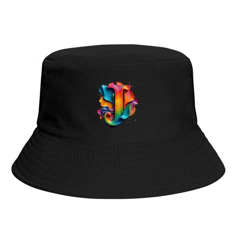 3D Colorful Abstract Typography Letter J Design Bucket Hat