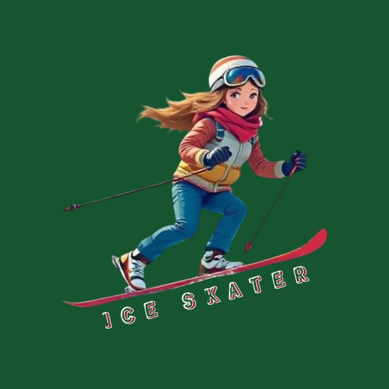 Animated Ice Skater in Winter Sports Gear Mouse Pad