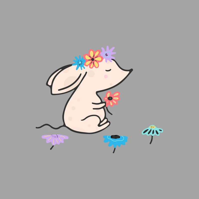 Souris mignonne avec des fleurs Femme T-Shirt