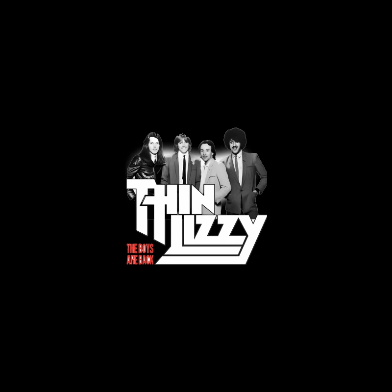 Thin Lizzy "The Boys Are Back" Album Cover - Classic Rock Band Portrait in Black and White iPhone Case