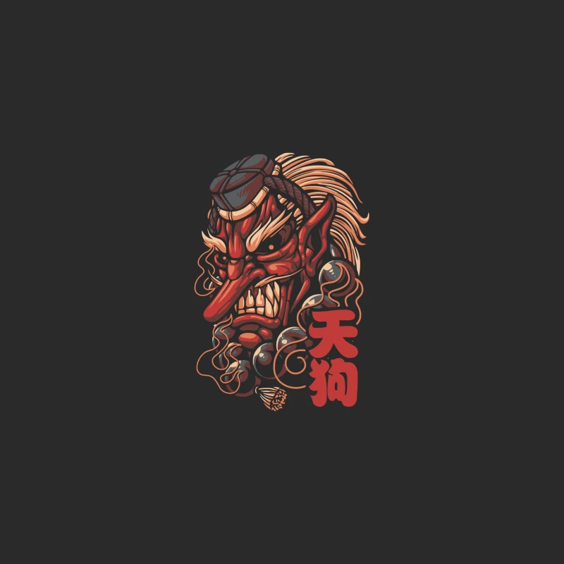 Ferocious Demon Illustration in Traditional Art Style Baseball Cap