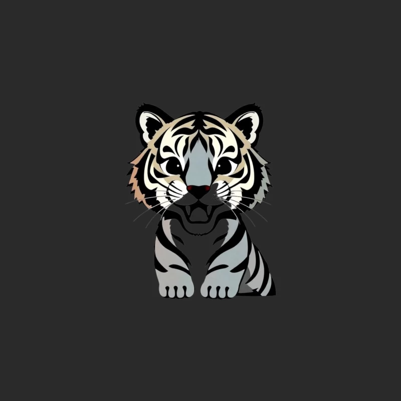 Cartoon Illustration of a Tiger Baseball Cap