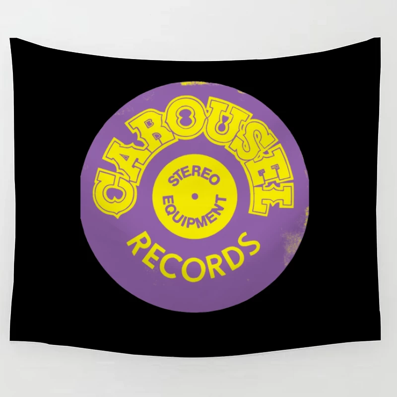 Vintage Carousel Records Stereo Equipment Label Design Tapestry